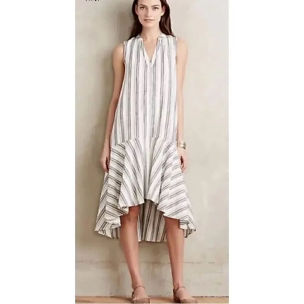 Maeve linen blend high-low dress size S